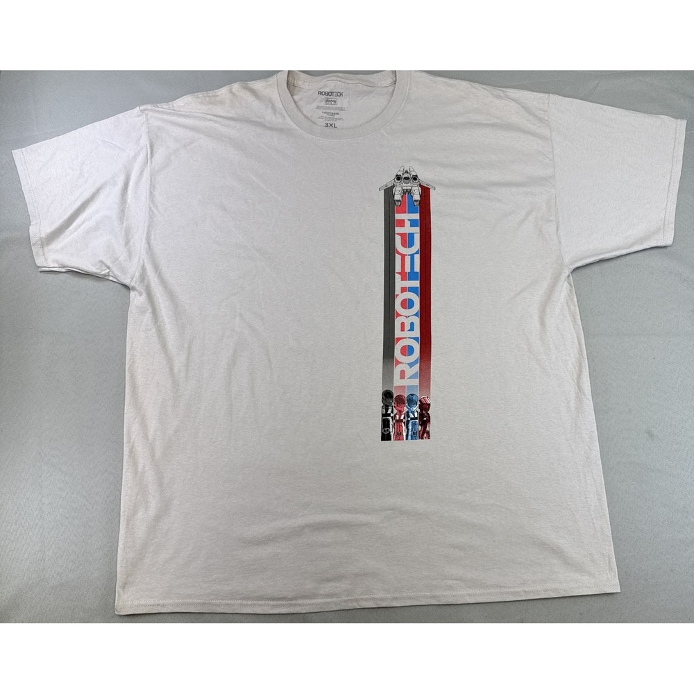 ROBOTECH T Anime Graphic Tee 3XL White 100% Cotton Crewneck Short Sleeve